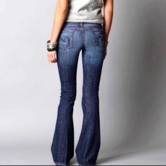 New Citizens of Humanity Ingrid 002 Low Waist Flare Dark Wash Jeans - Picture 2 of 14